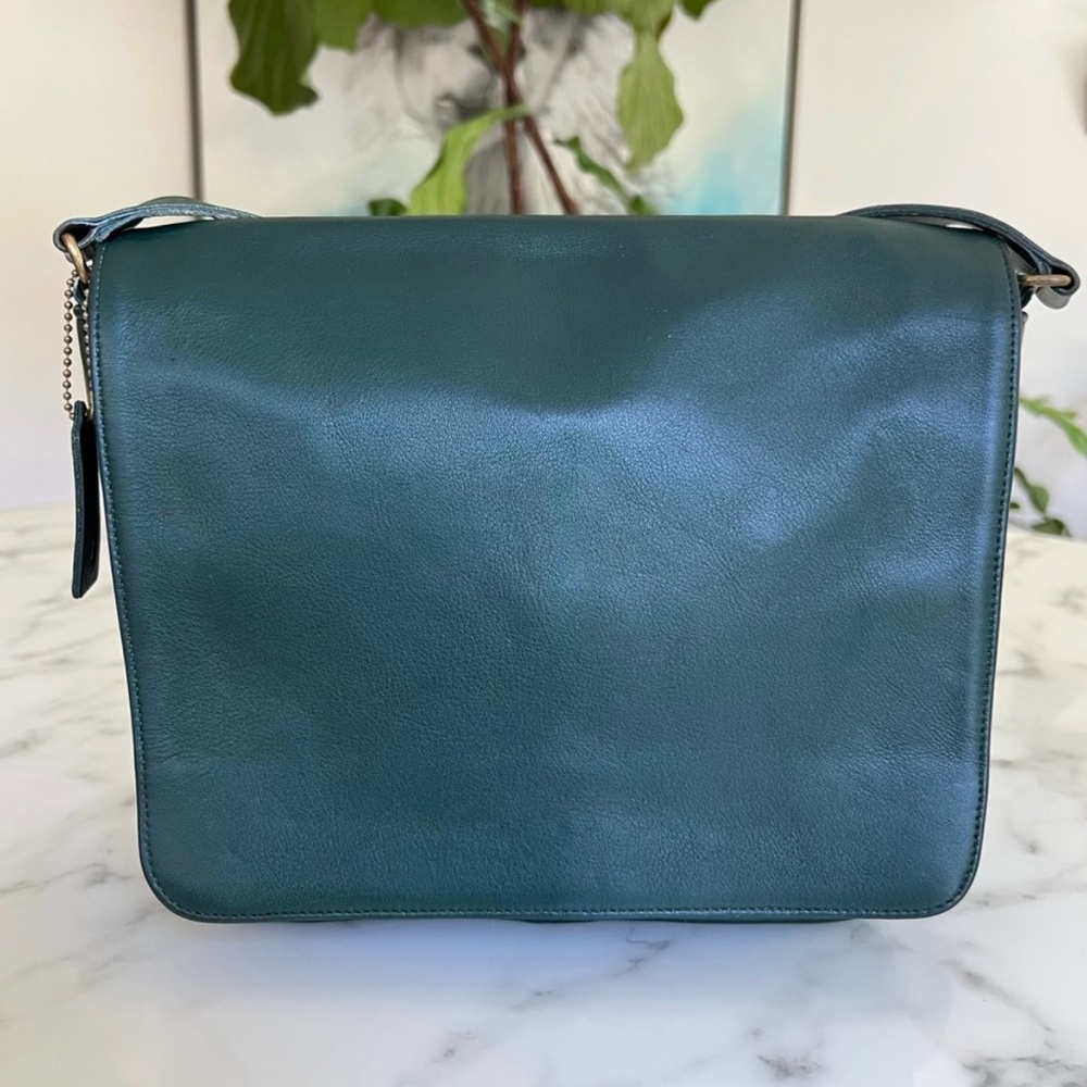 COACH Vintage Manhattan Collection Museum Bag 4127 Bottle Green Leather Bag USA - Picture 3 of 16